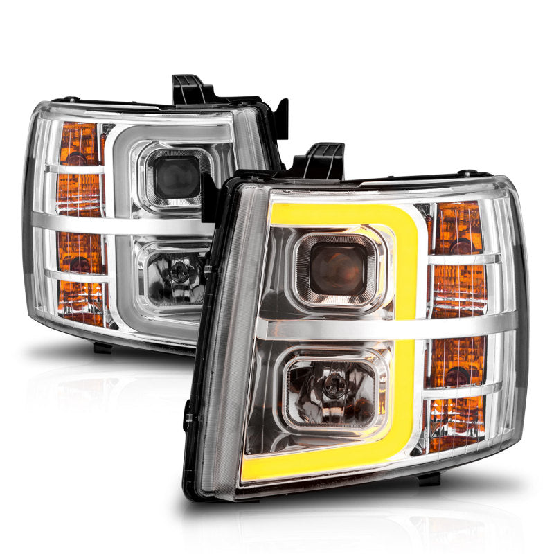 ANZO 111546 2013 fits Chevrolet 07-20 Silverado 1500 Projector w/ Light Bar Chrome Housing w/ Sequential