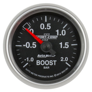 AutoMeter 3603-M2 Autometer Sport-Comp II Gauge Vac/Boost 2 1/16in -1 - +2 Bar Mechanical Sport-Comp II