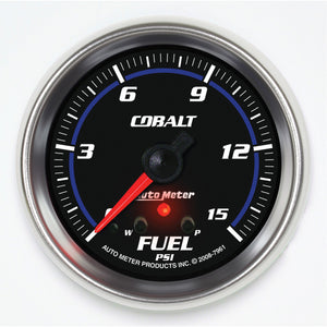 AutoMeter 7961 AutoMeter Gauge Fuel Press 2-5/8in. 15PSI Stepper Motor W/ Peak & Warn Cobalt