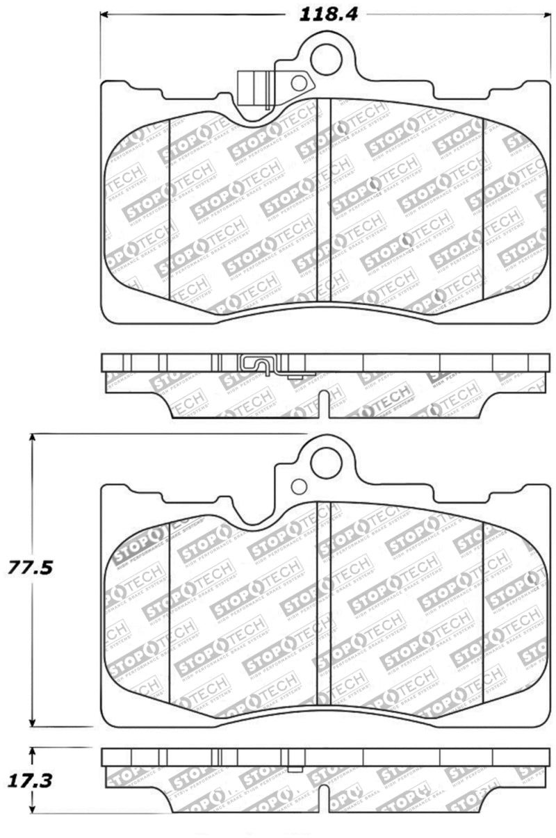 Stoptech 309.1118 Performance 06 fits Lexus GS300/430 / 07-08 GS350 / 06-08 IS350 Front Brake Pads