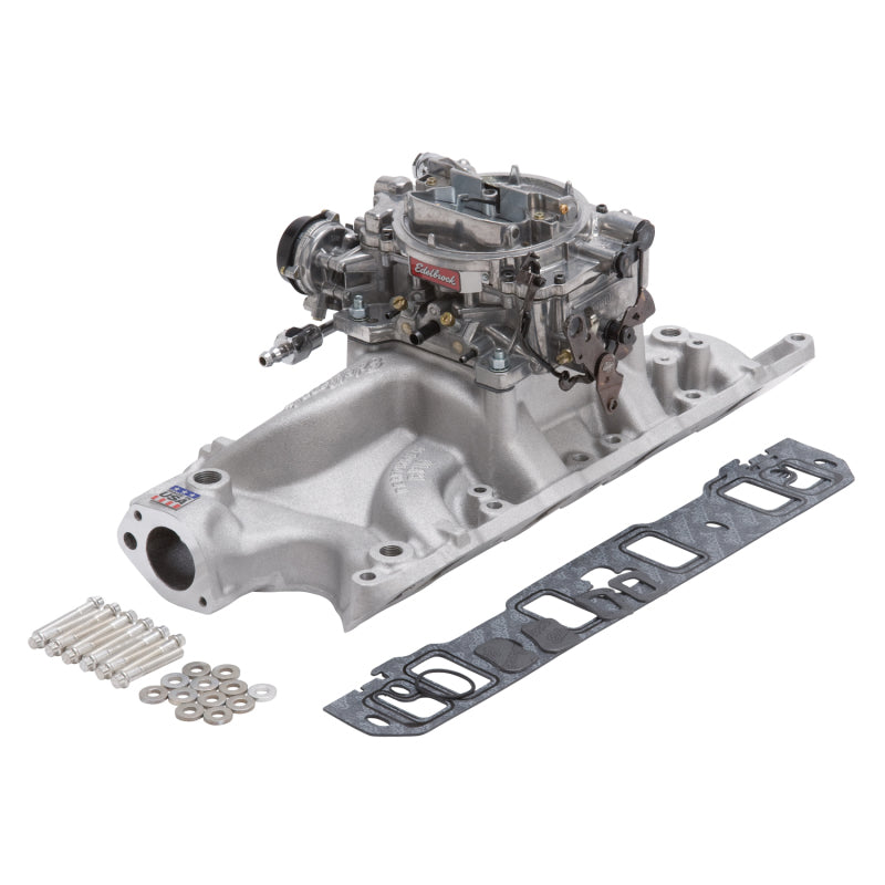Edelbrock 2032 Manifold And Carb Kit Performer RPM Small Block fits Ford 289-302 Natural Finish