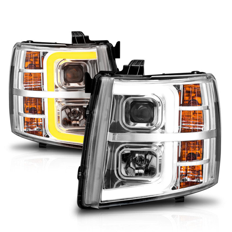 ANZO 111546 2013 fits Chevrolet 07-20 Silverado 1500 Projector w/ Light Bar Chrome Housing w/ Sequential