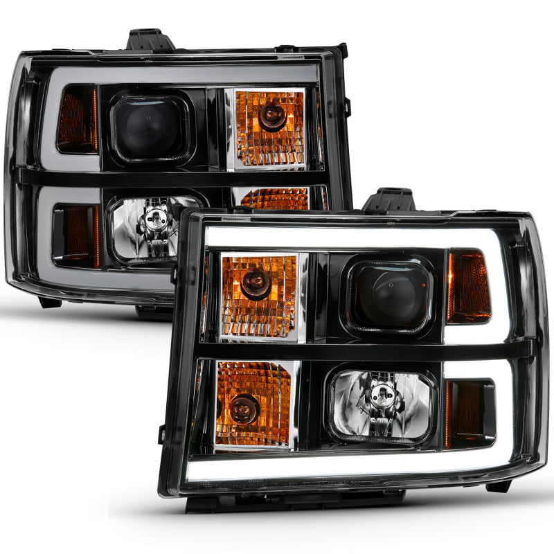 ANZO 111482 2013 Gmc Sierra 1500 Projector Headlight Plank Style Black w/ Clear Lens Amber