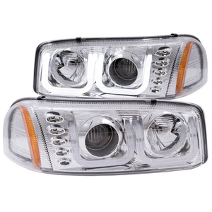ANZO 111304 1999-2006 GMC Sierra 1500 Projector Headlights w/ U-Bar Chrome