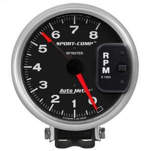 AutoMeter 3980 Autometer Sport-Comp 5in / 0-8K RPM / Pedestal w/Redline Tachometer