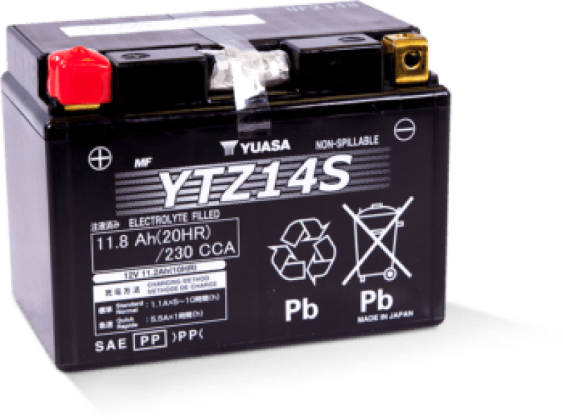 Yuasa YUAM72Z14 YTZ14S Maintenance Free AGM 12 Volt Battery