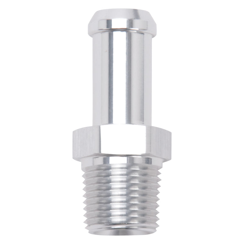 Edelbrock 8115 Hose End Straight 3/8In NPT to 1/2In Barb Clear Anodize