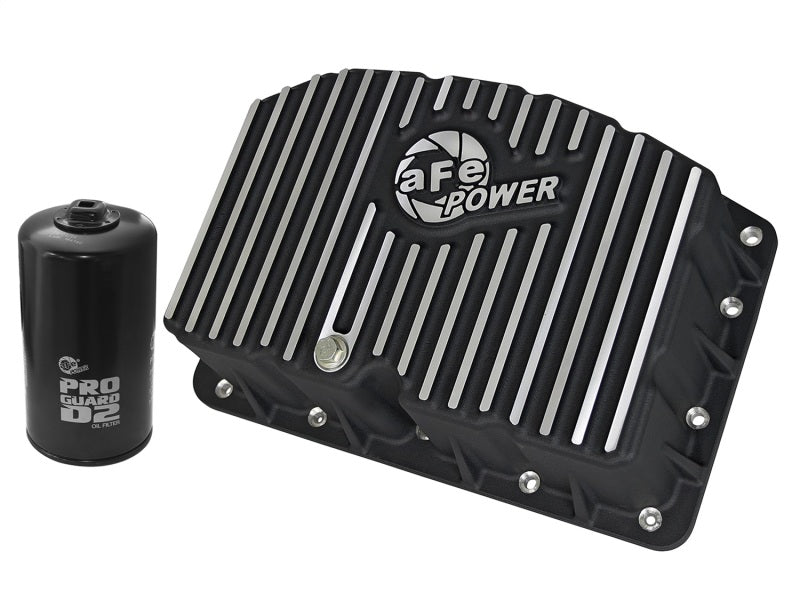 AFE 46-70322 ries Engine Oil Pan Black w/Machined Fins; 11-16 fits Ford Powerst