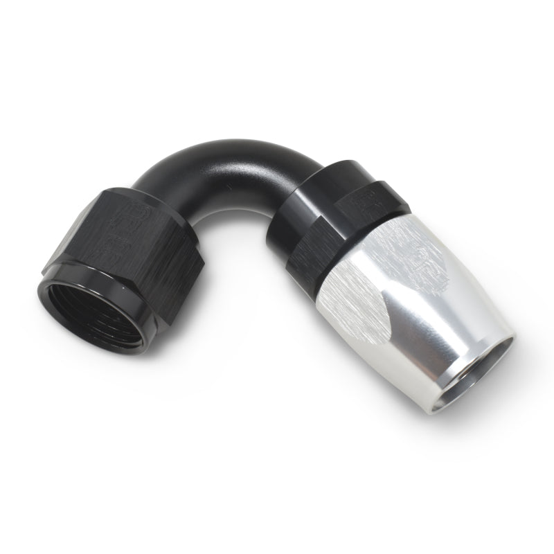 Russell 613433 Performance -12 AN Black/Silver 120 Degree Tight Radius Full Flow Swivel Hose End