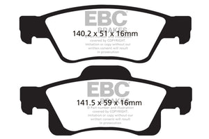 EBC UD1498 11+ fits Dodge Durango 3.6 Ultimax2 Rear Brake Pads
