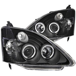 ANZO 121057 2002-2004 fits Honda Civic Projector Headlights w/ Halo Black