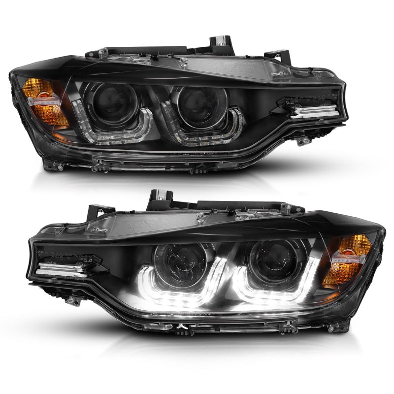 ANZO 121504 2015 fits BMW 12-20 3 Series Projector Headlights w/ U-Bar Black