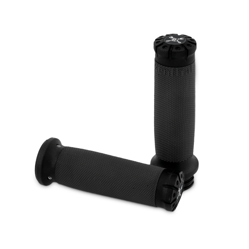 Burly Brand B16-1008TB 82-17 H-D Dual Cable Set Hawk Billet Handle Grip Set - Textured Black