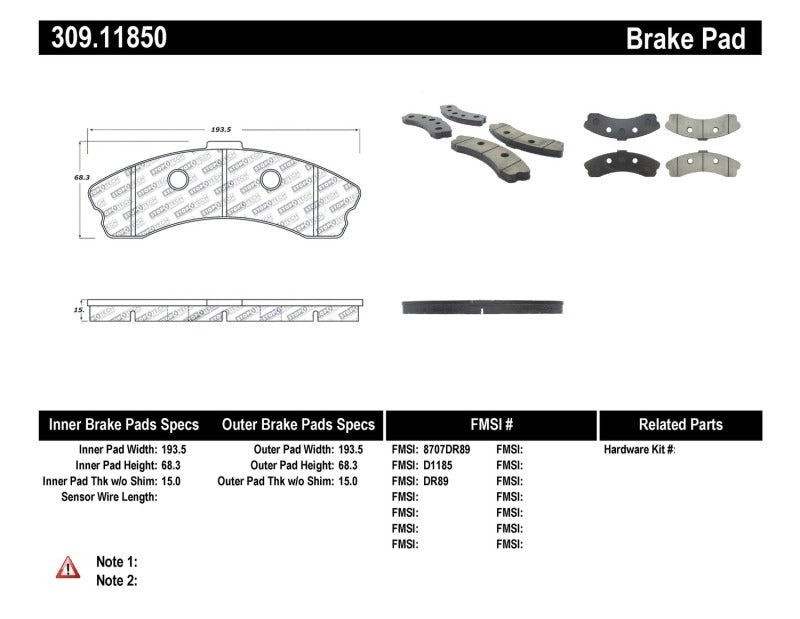 Stoptech 309.1185 Performance 06-09 fits Chevrolet Corvette Z06 Front Brake Pads