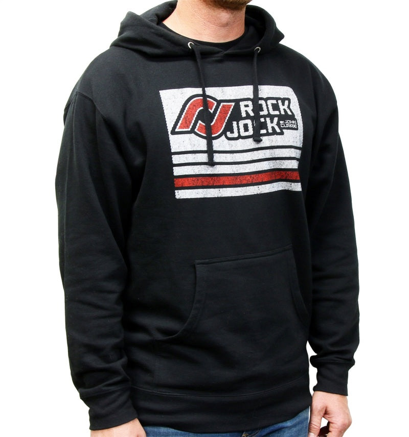 RockJock RJ-713000-YM Hoodie Sweatshirt w/ Distressed Logo Black Youth Medium Print on Front