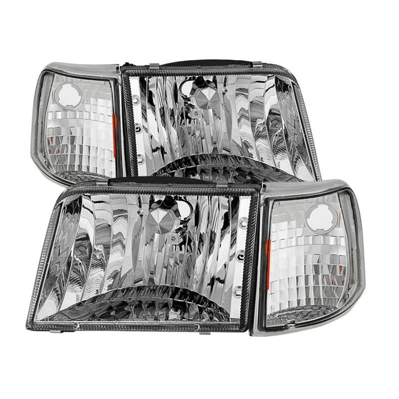 9029370 Xtune fits Ford 93-97 Ranger Crystal Headlights w/ Corner Lights 4pcs