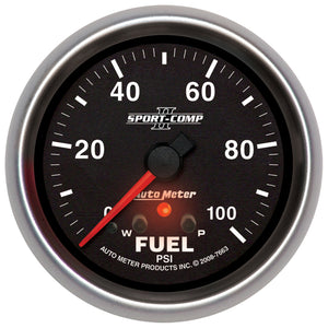 AutoMeter 7663 Autometer Sport-Comp II 2-5/8in 0-100 PSI Full Sweep Electronic Fuel Pressure Gauge