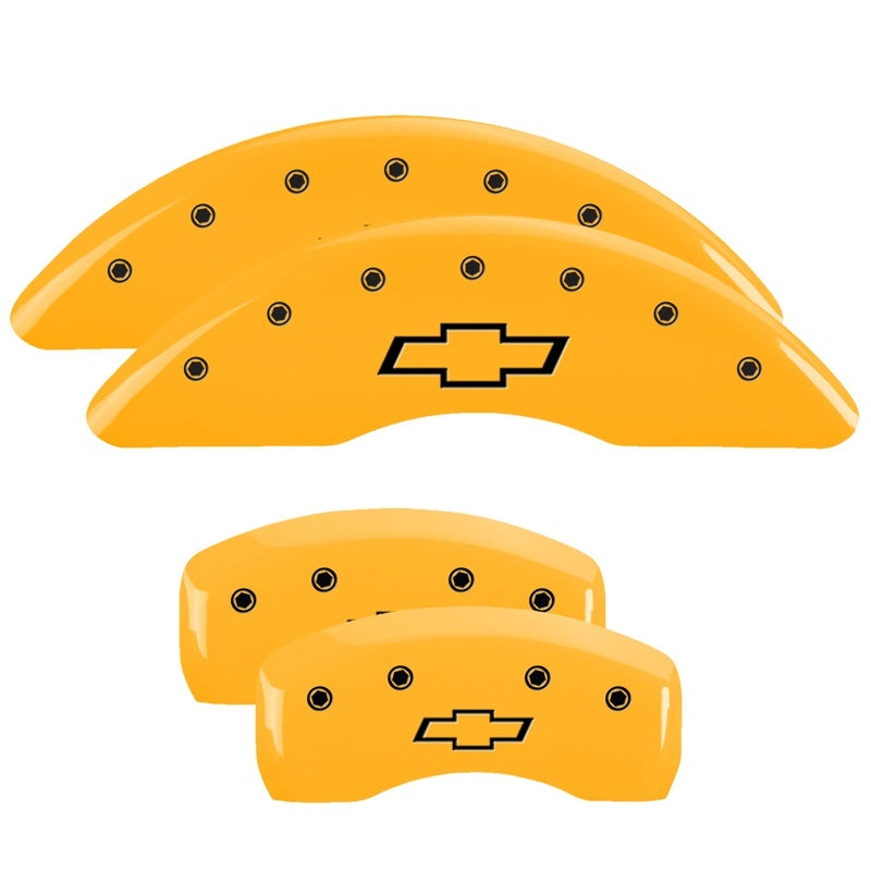 MGP 14250SBOWYL 4 Caliper Covers Engraved Front & Rear Bowtie Yellow Finish Blac