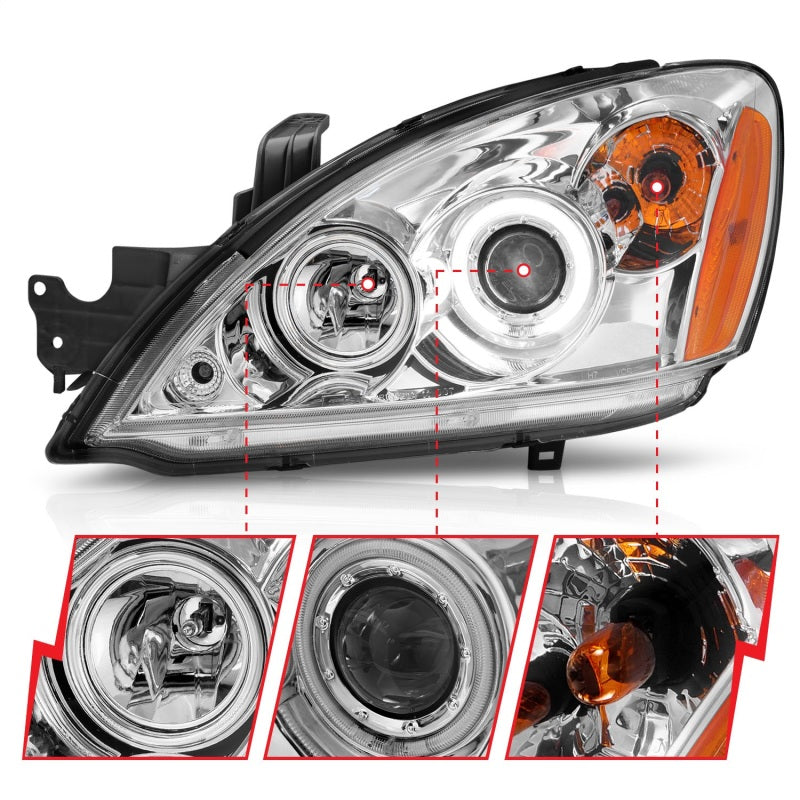 ANZO 121103 2007 fits Mitsubishi 04-20 Lancer Projector Headlights w/ Halo Chrome (CCFL)