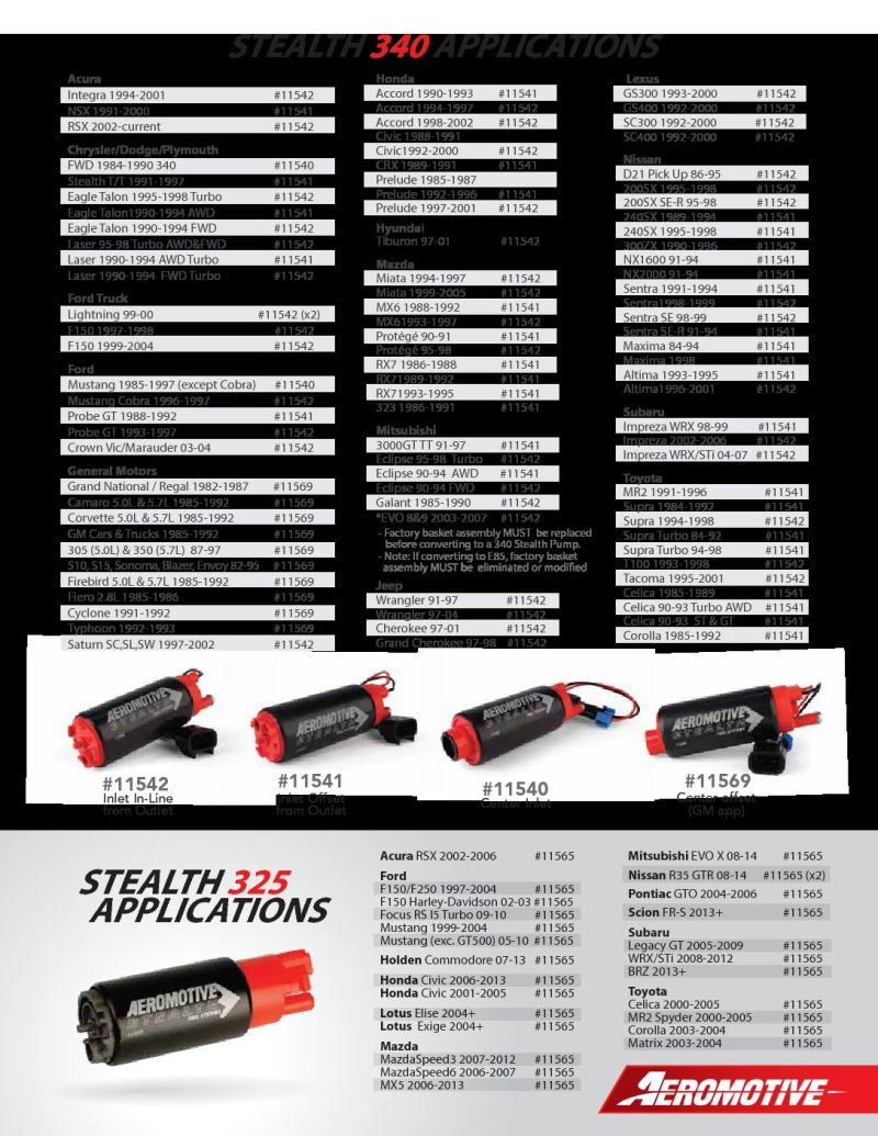 Aeromotive 11565 325 Series Stealth In-Tank Fuel Pump - E85 Compatible - Compact 38mm Body