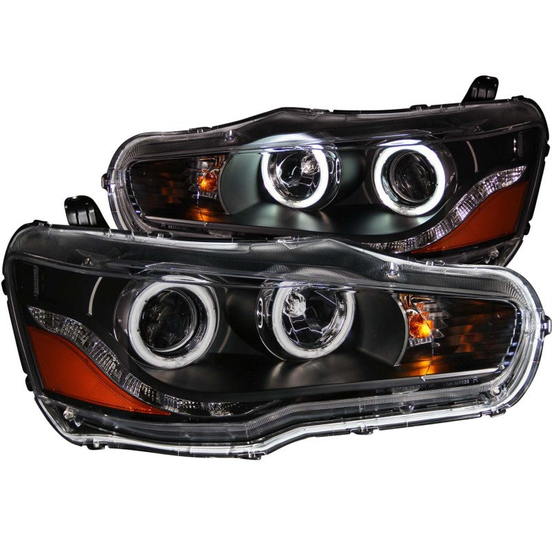 ANZO 121428 2015 fits Mitsubishi 08-20 Lancer Projector Headlights w/ Halo Black (CCFL)