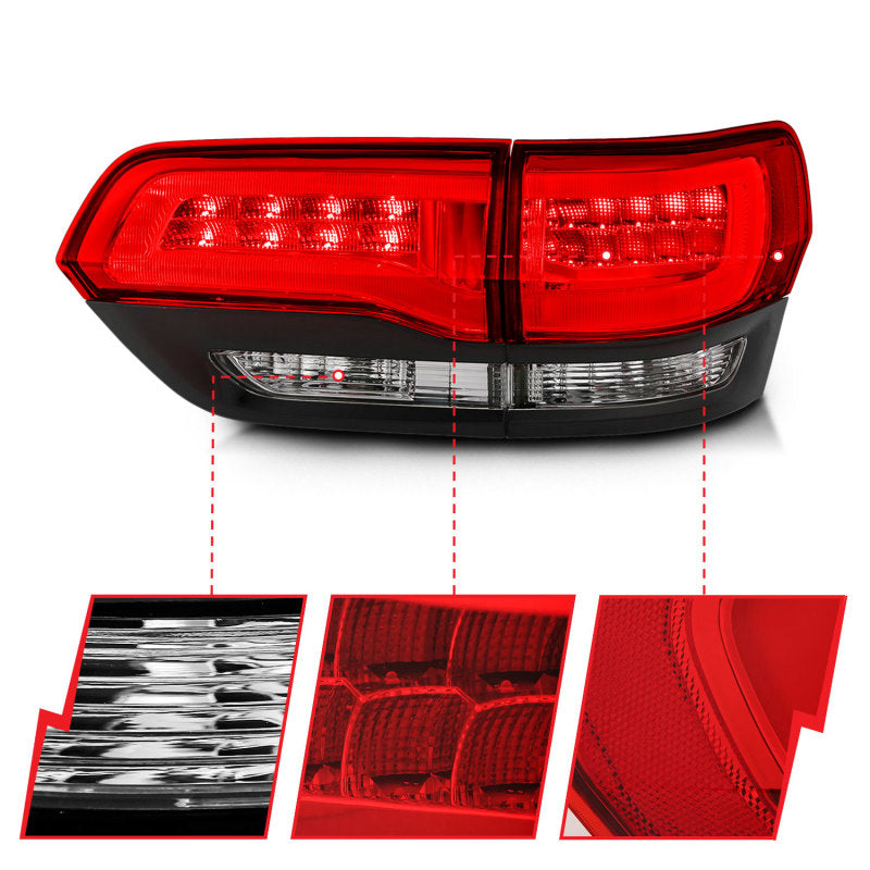 ANZO 311268 2016 fits Jeep 14-20 Grand Cherokee LED Taillights Red/Clear