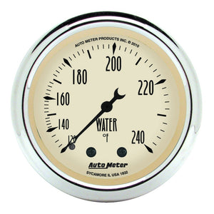 AutoMeter 1832 Autometer 2-1/16 inch Mechanical Antique Beige Water Temp Gauge 120-240 Deg F