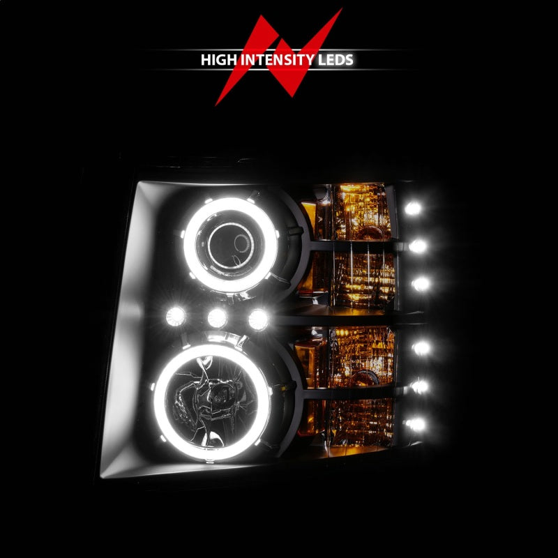 ANZO 111107 2013 fits Chevrolet 07-20 Silverado 1500 Projector Headlights w/ Halo Black