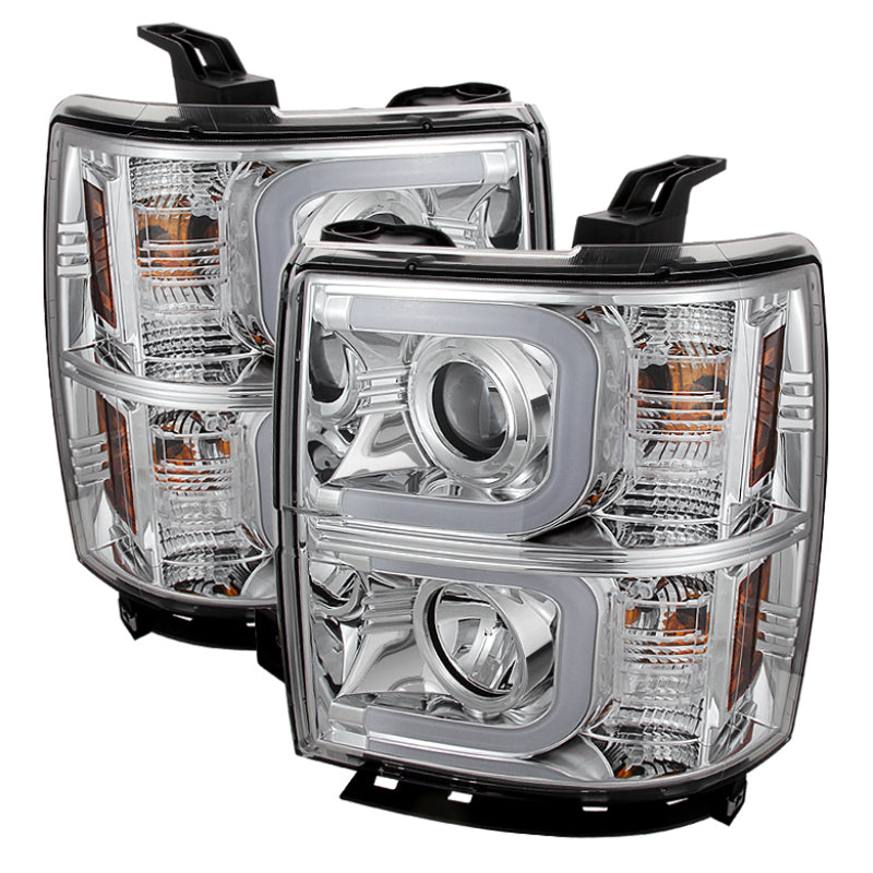 SPYDER 5079480 fits Chevy Silverado 1500 Projector Headlights Light Bar DRL Chrm