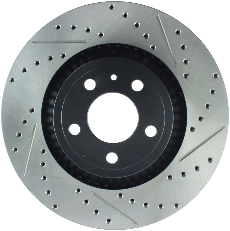 Stoptech 127.61114L Slotted & Drilled Sport Brake Rotor - 2015 Ford Mustang Non-Brembo - Front Left