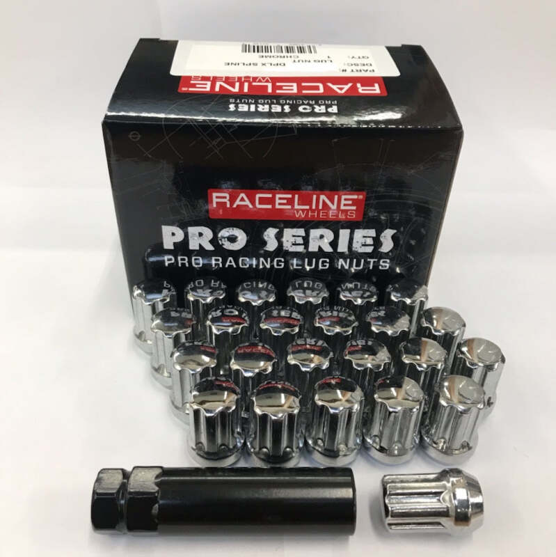 Raceline L73810DA6NV 9/16in Spline Chrome Lug Nuts (24 pack)