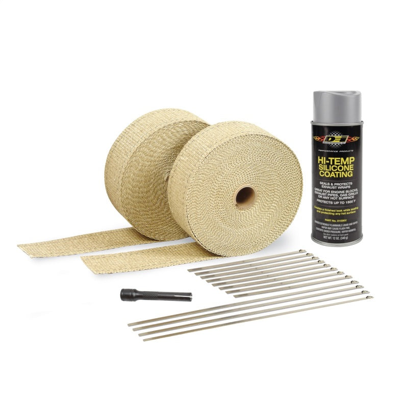 DEI  10112 Exhaust Wrap Kit - Tan Wrap & Aluminum HT Silicone Coating