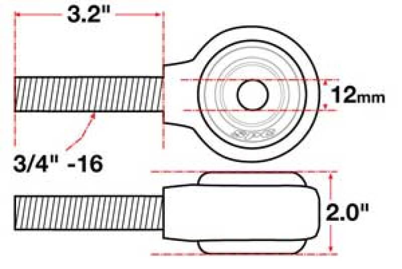SPC Performance 15732 X Axis Sealed Flex Joint RH 3/4in-16x12mm BH x 2in W
