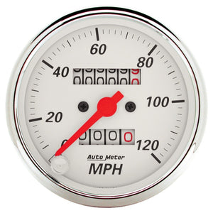 AutoMeter 1396 Autometer Arctic White 3-1/8in 0-120 MPH Mechanical Speedometer Gauge