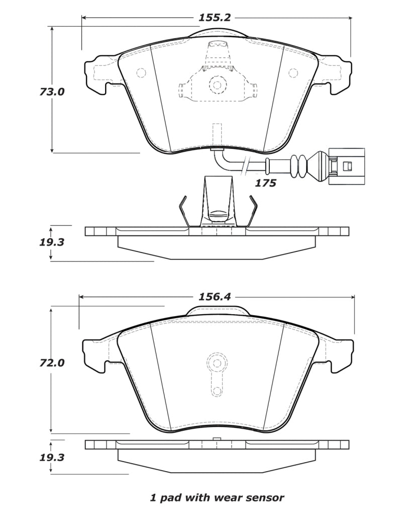 Stoptech 308.1111 Street Touring 08-13 Audi TT Quattro / 12 VW Golf R Front Brake Pads