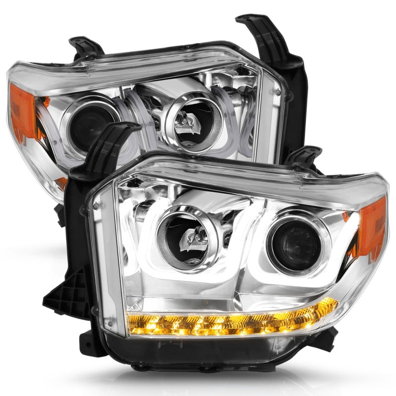 ANZO 111327 2015 fits Toyota 14-20 Tundra Projector Headlights w/ U-Bar Chrome w/ DRL