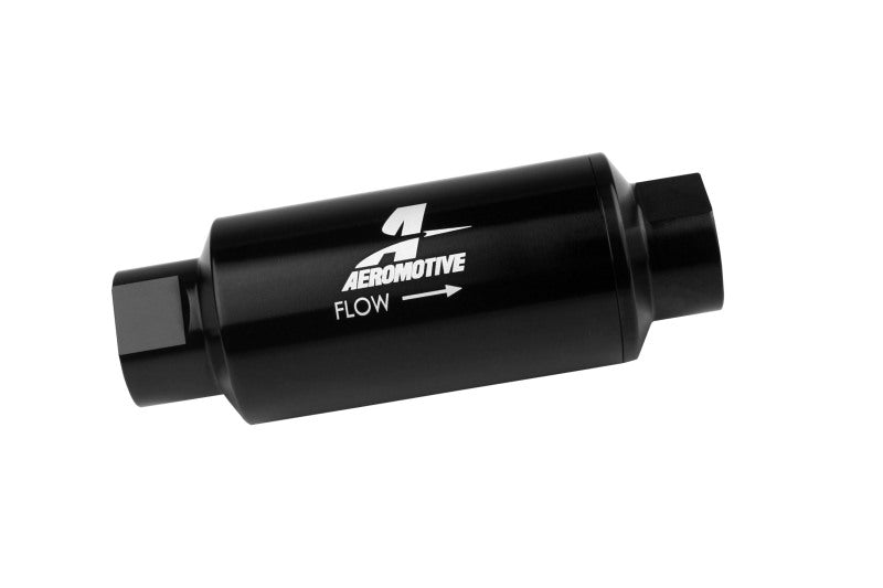 Aeromotive 12330 In-Line Fuel Filter 40-M Stainless Mesh Element ORB-10 Port (Bright-Dip Black) 2in. OD