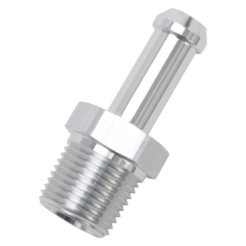 Edelbrock 8118 Hose End Straight 3/8In NPT to 3/8In Barb Clear Anodize