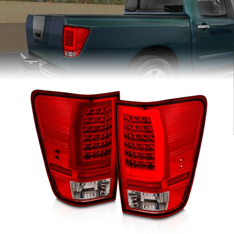 Anzo 311422 04-15 fits Nissan Titan Full LED Tailights Chrome Housing Red/Clear Lens