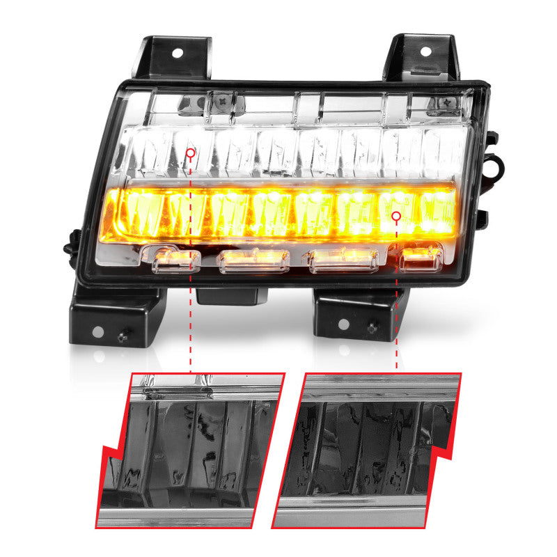 ANZO 511086 2021 fits Jeep 18-20 Wrangler LED Side Markers Chrome Housing Clear Lens w/ Sequential Signal