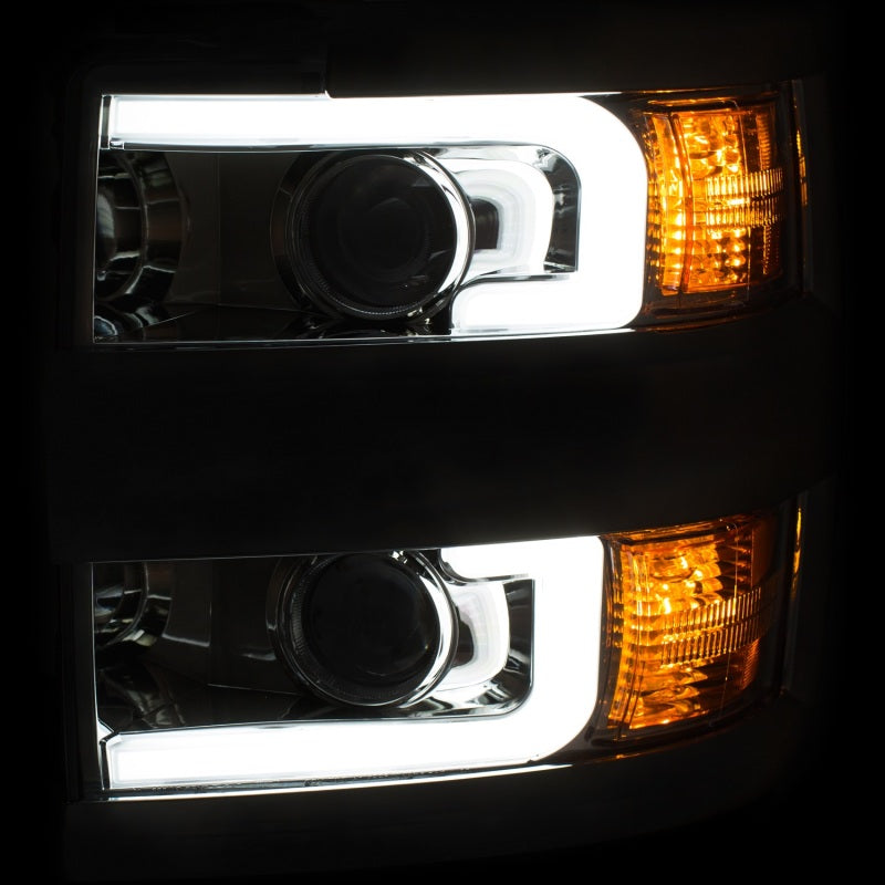 ANZO 111360 2016 fits Chevrolet 15-20 Silverado Projector Headlights w/ Plank Style Design Chrome w/ Amber