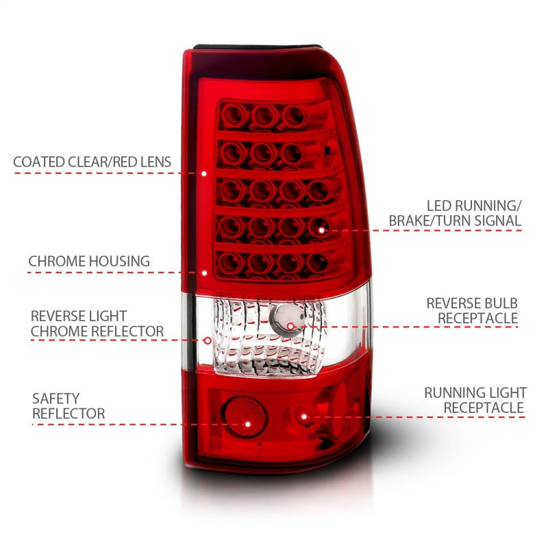 ANZO 311007 2006 fits Chevrolet 03-20 Silverado 1500 LED Taillights Red/Clear