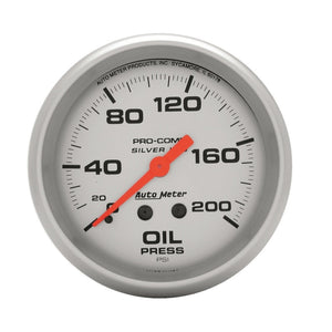AutoMeter 4622 AutoMeter Gauge Oil Press 2-5/8in. 200PSI Liquid Filled Mech Ultra-Lite