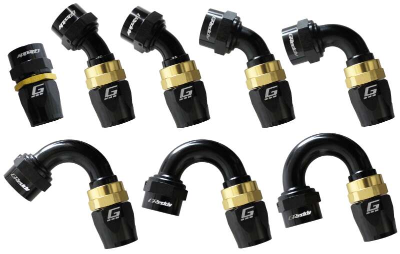 GReddy 12801600 AN16 STRAIGHT HOSE END BLACK/GOLD ANODIZED