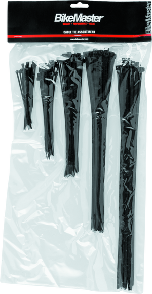 BikeMaster 151677 BikeMaster Assorted Cable Ties (Pack of 100) - Black