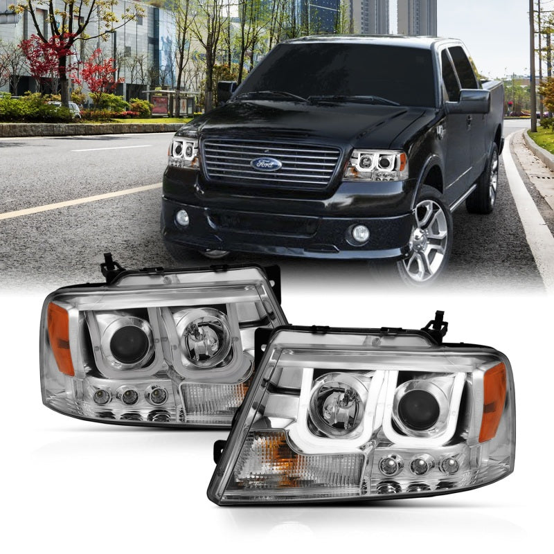 ANZO 111287 2008 fits Ford 04-20 F-150 Projector Headlights w/ U-Bar Chrome