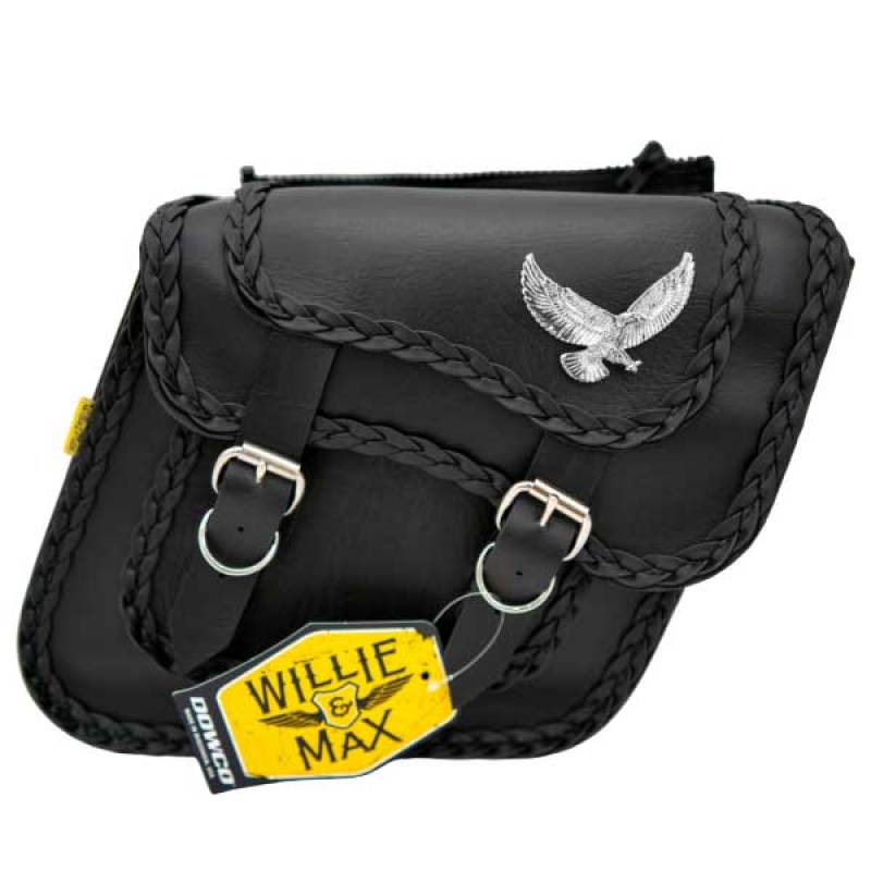 Willie 58708-20 & Max Universal Black Magic Compact Slant Saddlebags (12 in L x 9.5 in W x 5.5 in H) - Black