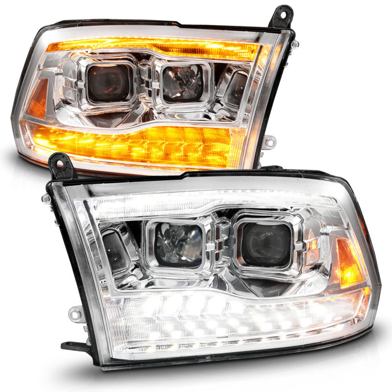 ANZO 111612 fits Dodge 09-18 Ram 1500/2500/3500 Proj HL Headlights Switchback + Sequential - Chrome Amber