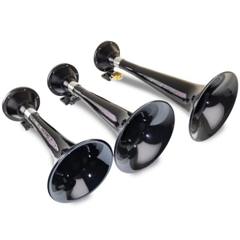 Kleinn 230 Black Triple Horn/ 15In/13In/11In - High Impact ABS Trumpet/ Zinc Alloy Base