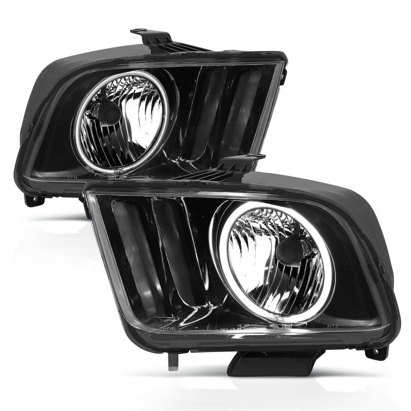 ANZO 121033 2009 fits Ford 05-20 Mustang Crystal Headlights w/ Halo Black (CCFL)